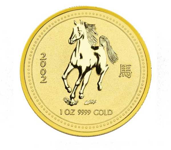 Lunar Serie 1 Jahr des Pferd 1 Unze Goldmünze 2002