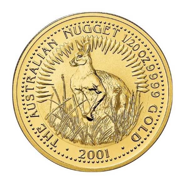 Perth Mint Känguru Nugget 1/20 Unze Goldmünze 2001