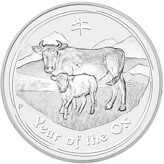 Lunar 2 Jahr des Ochsen 2 Unzen Silbermünze 2009 Perth Mint