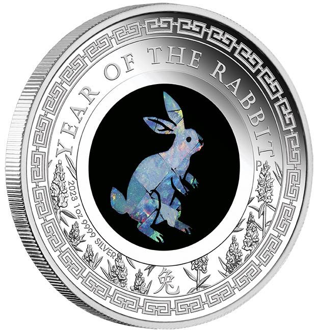 Lunar Opal + Unze Box - 1 - 3 - Silber 2023 Zertifikat Hase +