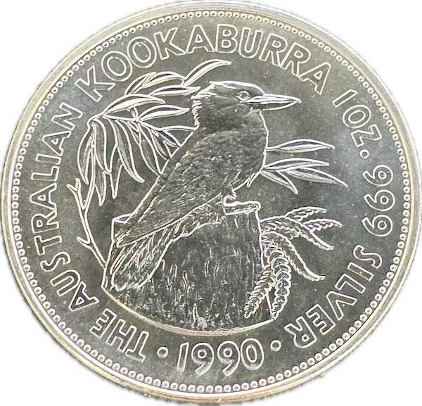 Kookaburra 1 Unze Silbermünze 1990