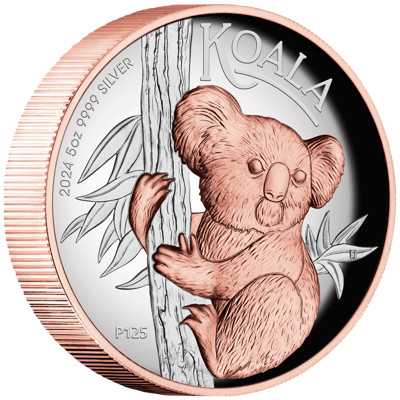 Koala 5 Oz Silber High Relief- gilded - 2024 +Box +COA*