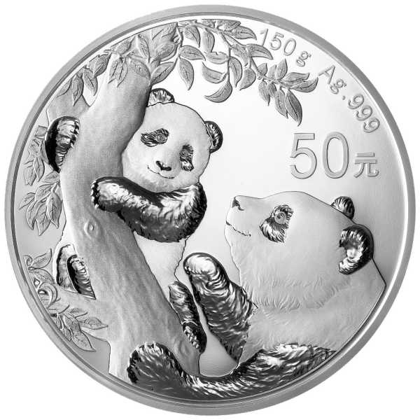 China Panda 150 Gramm Silbermünze Polierte Platte 2021