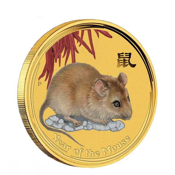 Lunar II Maus 1/2 oz gold farbig 2008 kaufen und vekaufen