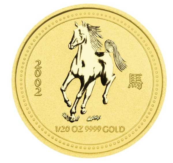 Lunar I Pferd 1/20 Unze Gold 2002 kaufen und verkaufen 