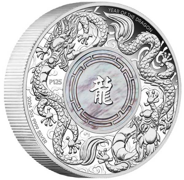 Double Dragon 2 Unzen Silber Proof with Pearl 2024